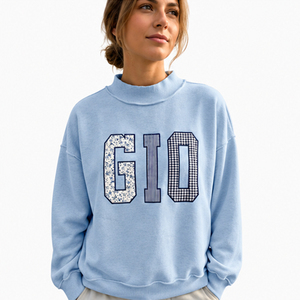 Sweat-shirt rose oversize à col rond avec imprimé lettres GIO, sweat-shirt à col montant pour femme, imprimé graphique oversize - Product Image 6