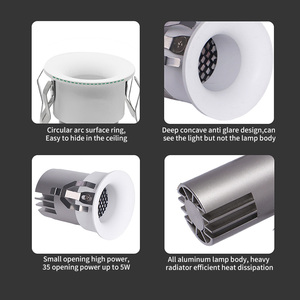 Spot encastré COB incurvé mini 5W 7W 10W, découpe 35mm, anti-éblouissement profond, RA92, downlight LED en aluminium - Product Image 2