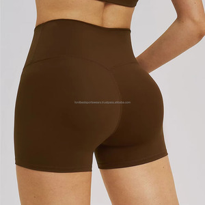 Shorts de Yoga de Cintura Alta en Color Sólido para Mujer, Ropa Deportiva, Elástica en Cuatro Direcciones, Cintura Elástica sin Costuras, Corte Corto - Product Image 5