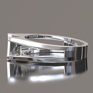 Anillo de Compromiso de Moissanita con Corte Redondo y Banda Solitaria, Color Platino, Joyería de Boda para Mujer - Product Image 2