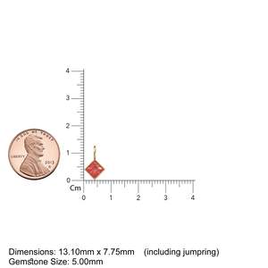 Colgante de Oro Sólido Amarillo de 14k con Granate Piropo de 5mm, Engaste para Joyería / Piedra de Nacimiento de Enero / Gema Roja de Corte Princesa - Product Image 2