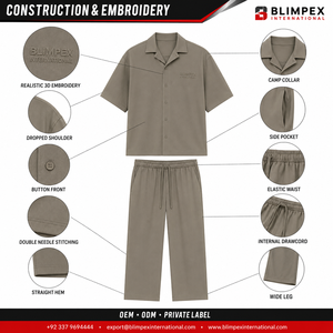 Ensemble coordonné deux pièces décontracté sur mesure OEM : chemise à col campiste oversize et pantalon large – Directement de l'usine Blimpex International - Product Image 5