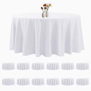 Mantel Redondo de Poliéster Blanco, Cubierta de Mesa Personalizada para Decoración de Fiestas, Bodas y Eventos - Product Image 1