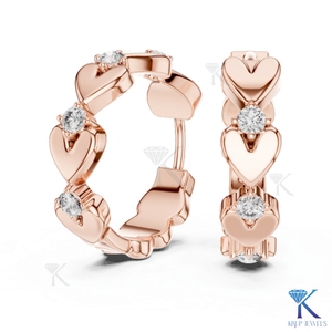 Pendientes de Aro con Motivo de Corazón de Diamante CVD Cultivado en Laboratorio, Oro Sólido de 14K y 18K, Joyería Fina para Mujer, Fabricante de Joyería para Bodas - Product Image 6