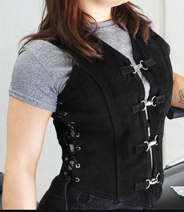 Chaleco de Cuero Genuino de Alta Calidad para Mujer, Estilo Gótico, Impermeable, con Tela de Lona Acolchada, Cuello en V, Sin Mangas, para Otoño e Invierno - Product Image 4
