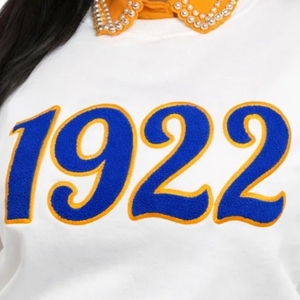 เสื้อสเวตเชิ้ตแขนยาวสีขาว รุ่นปี 1922 สำหรับผู้หญิง ลายตัวอักษรกรีก สไตล์ลำลอง ผ้าฟลีซ เหมาะสำหรับฤดูหนาว - Product Image 6