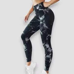 Leggings de yoga tie-dye à taille haute, entièrement extensibles, en spandex/nylon, style nouveau, durables, respirants, séchage rapide, qualité supérieure, éco-responsables - Product Image 1