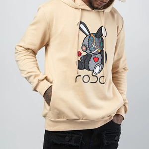 Sweat à capuche imprimé Robo Bunny pour homme, en coton molletonné, style décontracté, streetwear automne, logo frontal, coupe classique - Product Image 5