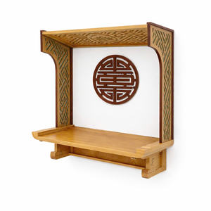 El altar budista de pared está hecho de madera de roble con un marco decorativo. - Product Image 2