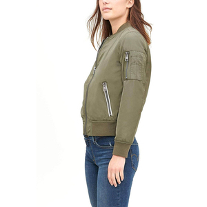 Classic <b>Women</b> <b>Bomber</b> <b>Jacket</b> With <b>Lightweight</b> Fabric Comfortable Structure And Reliable Zipper Closure Suitable For Layering - Product Image 3