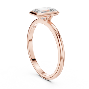 Bague de fiançailles solitaire sertie de pierres en taille émeraude pour femmes, bijoux fins - Product Image 4