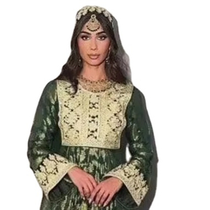 Vestido de Fiesta Modesto con Encaje Bohemio, Diseño Tribal Afgano Kuchi, Bordado, para Mujer, Cultura Pashtun Afgana Kuchi, Adultos - Product Image 6