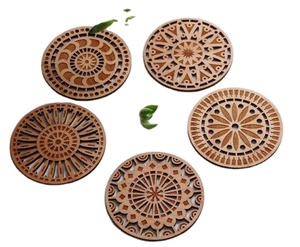 Dessous de verre moderne en MDF carré de 3.75 pouces Tradition unique Dessous de verre promotionnel à dos en liège - Product Image 1