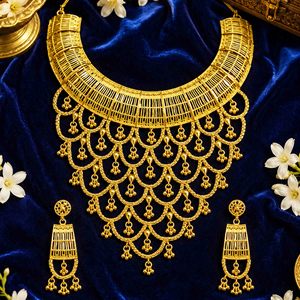 เครื่องประดับแฟชั่นขายส่ง ทอง 14K18K24K ไมครอน ทองคำแท้ สไตล์แอฟริกัน ตุรกี ดูไบ สร้อยคอหนัก ดีไซน์ดั้งเดิม ชุดเครื่องประดับเจ้าสาว - Product Image 2
