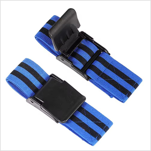 Ceinture de poussée de hanche en nylon bleu avec rayures noires et boucle en plastique pour l'entraînement sportif – Équipement de fitness durable - Product Image 6