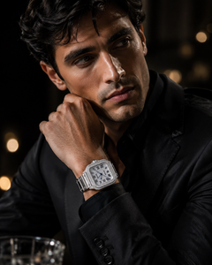 Reloj de Lujo con Diamantes Cuadrados para Hombre, con Esfera Romana Automática, Caja de Oro Blanco, Correa de Moissanita, Estilo Vintage - Product Image 3