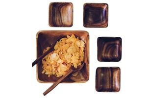 Ensemble de bols et plateaux en bois d'acacia/mangue zéro déchet, polis à la main, durables, écologiques, non toxiques, vaisselle traditionnelle japonaise - Product Image 3