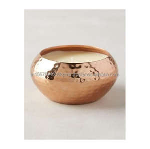 Récipient de bougie chic forme ovale décoration de Table Mini tasse de cire éventuellement décoration métal Accent bougie pot conception en relief - Product Image 1