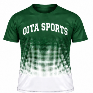 Forest Green and <b>White</b> Gradient Sublimation <b>T</b> <b>Shirt</b> Men Short Sleeve Crew Neck Custom Printed Sports Training Performance - Product Image 1