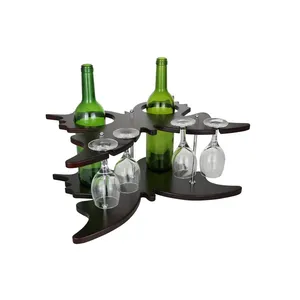 Porta Botellas de Vino de Madera con Diseño de As de Espadas, con Almacenamiento para Botella y Vasos, para Decoración de Fiestas - Product Image 1