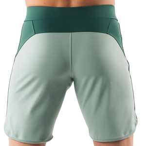 Shorts de bain pour homme vert menthe et blanc, séchage rapide, avec cordon de serrage, pour la plage, la natation et les sports nautiques, vêtements de performance - Product Image 2