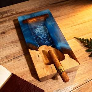 Exclusivo Cenicero de Escritorio Clásico de Madera, Accesorio para Fumar Hecho a Mano, Porta Cigarros Cuadrado, Decoración Rústica Premium para el Hogar - Product Image 5