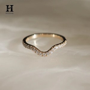 Minimalist Oval Diamond Engagement <b>Ring</b> Two Piece Set Wave Curved Pavé Band <b>Thin</b> Shank Fine <b>Ring</b> For Women - Product Image 2