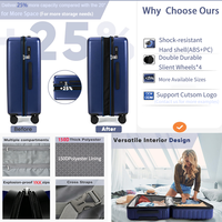 Valise trolley rigide personnalisée en ABS+PC durable avec serrure approuvée TSA et roues pivotantes silencieuses à 360° pour les voyages de vacances