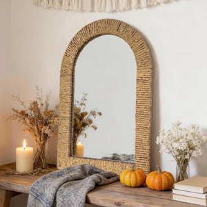 Bohemian Water Hyacinth Arched Decorative Wall <b>Mirror</b> <b>for</b> Livingroom, Hallway, <b>Bedroom</b> Wholesale from Vietnam - Product Image 5