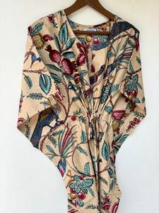 Vestido Kaftan Casual de Verano sin Mangas con Estampado Floral Tropical Digital, de Algodón, para Mujer, Islas del Pacífico Asiático - Product Image 2