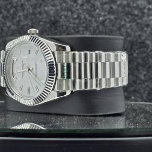 Reloj de Lujo para Hombre, de Acero Inoxidable, Mecánico Automático, con Marcadores de Diamantes Baguette, Bisel con Brazalete, Fecha, Reloj de Pulsera para Negocios - Product Image 2