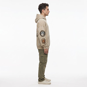 Sweat à capuche pour homme vintage en molleton délavé à l'acide, brodé, épais, coupe oversize, style streetwear, à épaules tombantes - Product Image 5