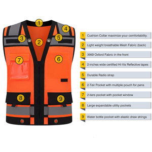 Nouveau gilet de sécurité tendance pour hommes, vêtements de travail en plein air, gilets de sécurité pour la construction avec poches, prix de gros, gilet de protection - Product Image 6