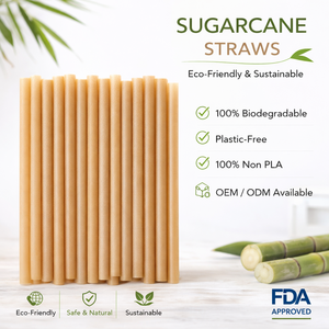 Pajitas de Caña de Azúcar Orgánicas Premium, Ecológicas, Biodegradables, Reutilizables, para Té con Leche, Envueltas en Papel, de Vietnam, para Viajes - Product Image 1