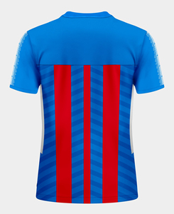 Camiseta de Fútbol para Hombre, Azul y Roja a Rayas, Manga Corta, Cuello Redondo, Poliéster que Absorbe la Humedad, Ropa Deportiva, Corte Regular, Todas las Temporadas - Product Image 2