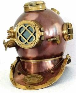 Casco de Buceo Vintage de Latón, Marca V de la Marina Estadounidense, para Buceo Profundo, Estilo Boston - Product Image 3