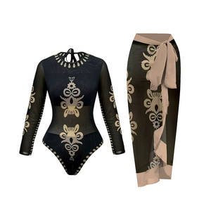 2026 Long Sleeve <b>Sheer</b> Sun Protection One Piece Set Swimsuit Women Sexy Rash Guard Swimwear <b>Bodysuit</b> Sports Swimwear Beach Top - Product Image 1