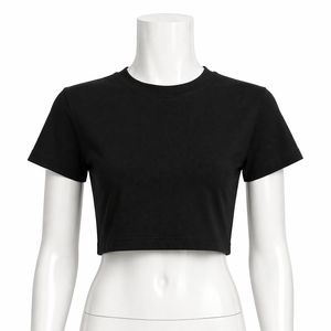 Camiseta Corta Ajustada para Mujer, 100% Algodón, 210 GSM, Manga Corta, Logotipo Personalizado, Impresión Serigráfica, Antiencogimiento, Transpirable, Informal - Product Image 4