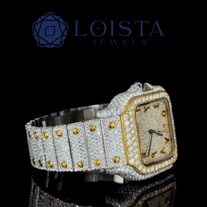 Reloj de Cuarzo Cuadrado para Hombre, Diseño de Lujo con Cristales |   Reloj de Acero Inoxidable con Esfera de Cristal y Moissanita Estilo Hip Hop, Venta al Por Mayor - Product Image 3