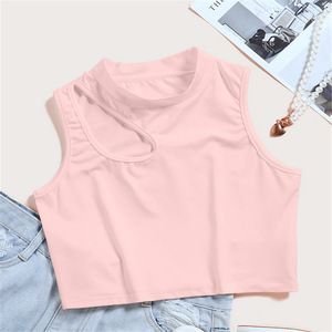Top Corto Casual Blanco de Punto Acanalado sin Mangas para Mujer, Top Corto de Algodón Ajustado para Fitness de Verano, Chaleco Básico Estilo Urbano para Mujer - Product Image 6