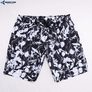 Men's Quick Dry Board Shorts Blue Tropical Print Drawstring Waist Casual Swim Trunks 100% Polyester Woven Fabric - Product Image 5
