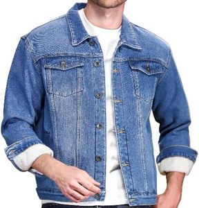 Men's Denim <b>Jacket</b> Blue Washed Cotton Casual Turn-down Collar Regular Sleeve Autumn Style - Product Image 4