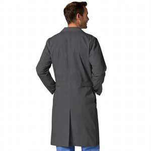 Men's Gray Long Sleeve Lab <b>Coat</b> Cotton Polyester Woven Hospital Uniform for <b>Doctors</b> Nurses Pharmacists - Product Image 1