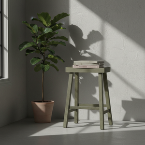 Tabouret de bar haut en bois d'hévéa massif, rond, moderne, minimaliste, mobilier de maison durable et léger - Product Image 2