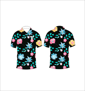 Camisa polo con estampado floral multicolor negra para hombre, camisa de golf informal de verano de manga corta a la moda - Product Image 3