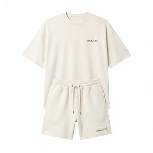 Ensemble décontracté d'été 2 pièces pour homme avec logo personnalisé, t-shirt vintage imprimé coupe ample 100 % coton délavé à l'acide et short streetwear tricoté - Product Image 4