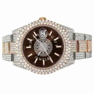 Montre de luxe en diamant et moissanite, bracelet argenté, fermoir caché, mouvement à quartz ETA analogique, cadran en cristal saphir 15 mm pour homme, étanche - Product Image 1