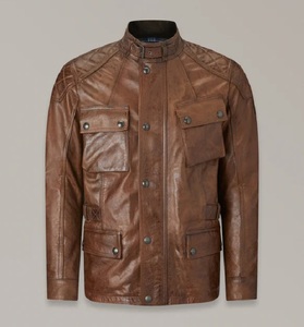 Abrigo de Cuero Marrón Desgastado para Hombre, Estilo Vintage con Cuatro Bolsillos, Hombros Acolchados, Prenda Exterior de Alta Calidad y Diseño Premium - Product Image 1