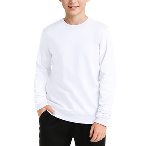 Sudadera blanca de cuello redondo para niños, suéter informal de manga larga, suéter de punto para otoño para niños - Product Image 1