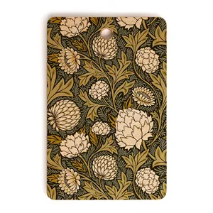 Tabla de cortar queso redonda de madera clásica hecha a mano con flores esmaltadas a mano para uso en cocina y verduras - Product Image 1